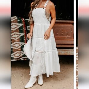 Tiered Overall Maxi Dress (Off White) 